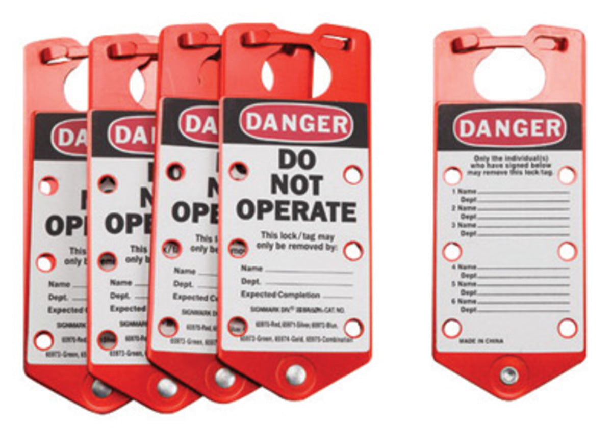 Brady® 7.512" X 0.309" X 0.157" Red Aluminum Hasp (5 Per Pack) "DANGER DO NOT OPERATE"