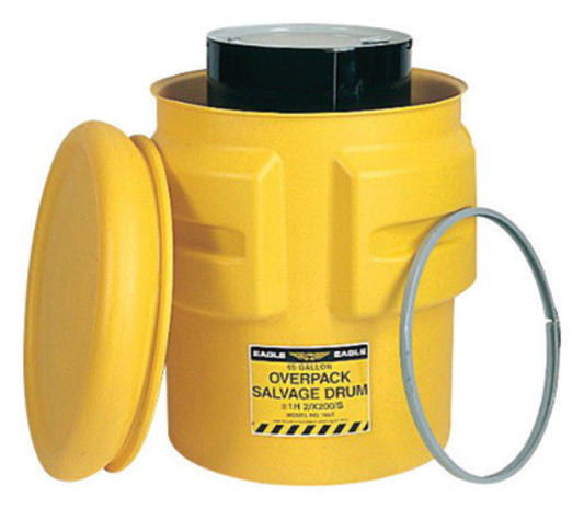 Eagle 31" X 26" X 35 7/8" Yellow HDPE Containment Salvage Drum