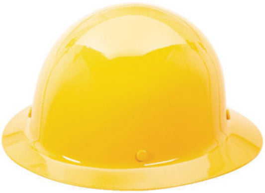 MSA Yellow Skullgard® Phenolic Full Brim Hard Hat With Ratchet/4 Point Ratchet Suspension