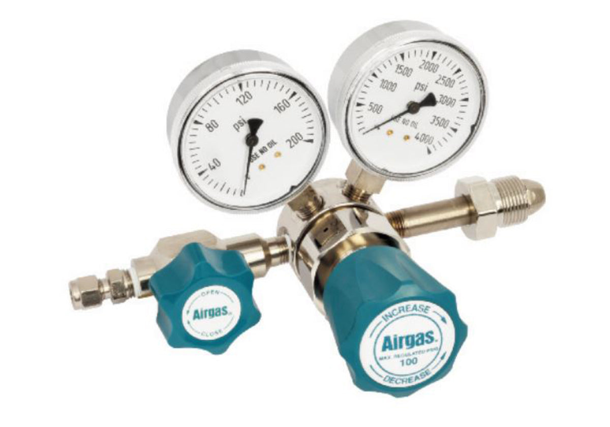 Airgas® Model N245F580 Brass High Purity Single Stage Pressure Regulator With 1/4” FNPT Connection And Non-Lubricated Check Valve