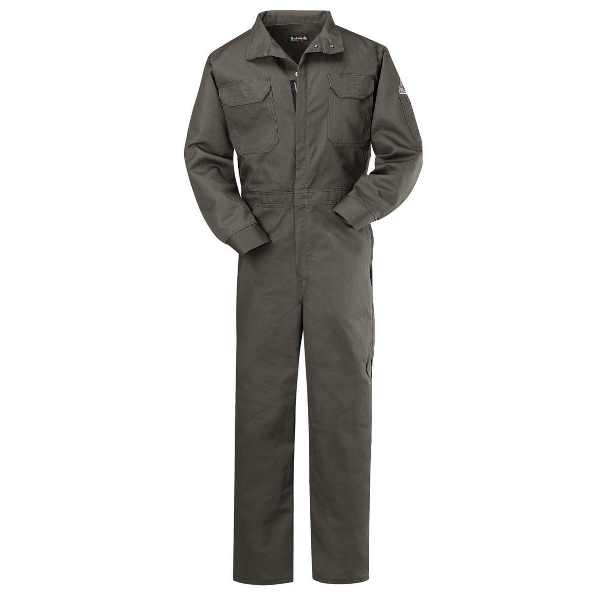 Bulwark® 52 Tall Gray Cotton Flame Resistant Coveralls With Zipper Closure