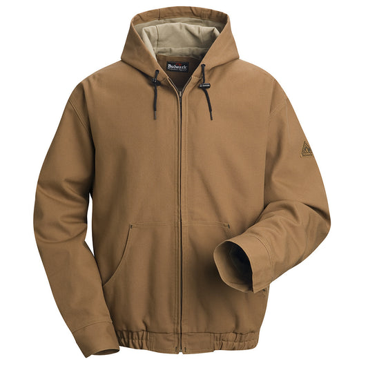 Bulwark® 2X Regular Brown Westex Ultrasoft® Duck/Nylon/Cotton Flame Resistant Jacket With Cotton Lining Zipper Front Closure