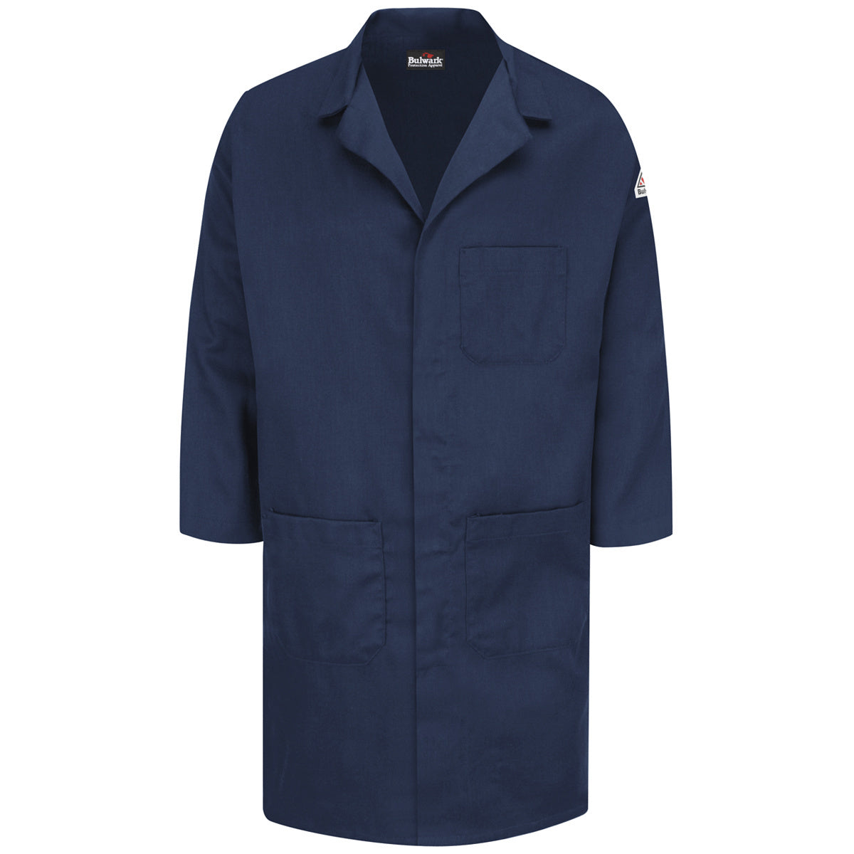 Bulwark® 2X Regular Navy Blue Cotton/Nylon Flame Resistant Lab Coat With Snap Front Closure