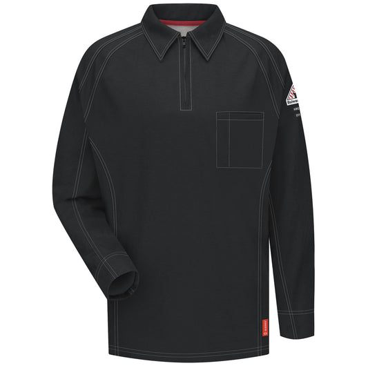 Bulwark® Large Regular Black Westex G2™ Fabrics By Milliken®/Cotton/Polyester/Polyoxadiazole Flame Resistant Long Sleeve Polo With Zipper Front Closure