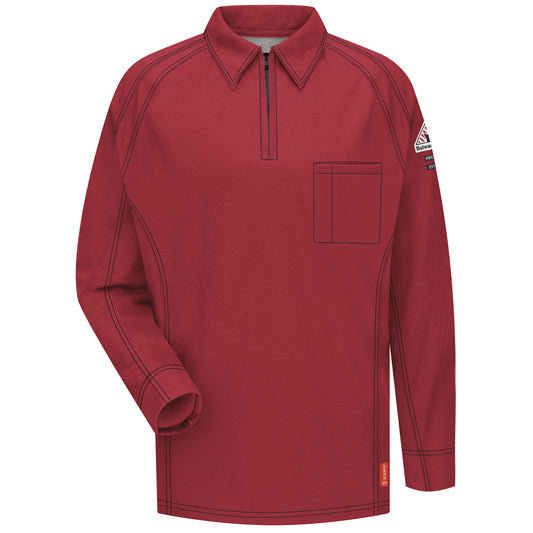 Bulwark® Large Regular Red Westex G2™ Fabrics By Milliken®/Cotton/Polyester/Polyoxadiazole Flame Resistant Long Sleeve Polo With Zipper Front Closure