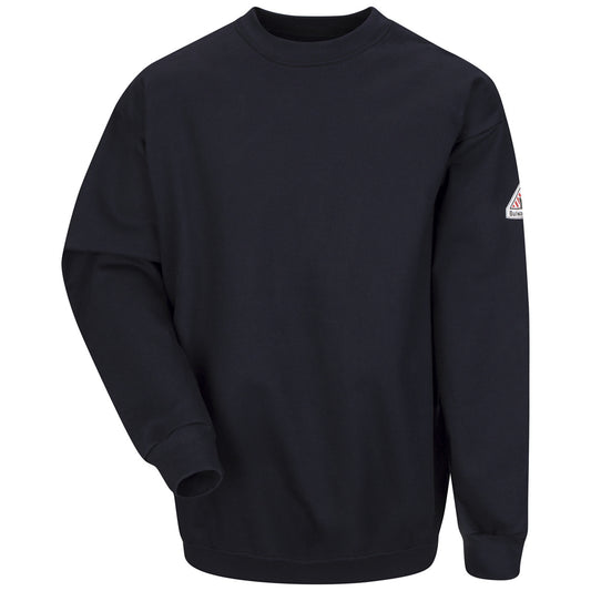 Bulwark® X-Large Regular Navy Blue Cotton/Spandex Brushed Fleece Flame Resistant Crewneck