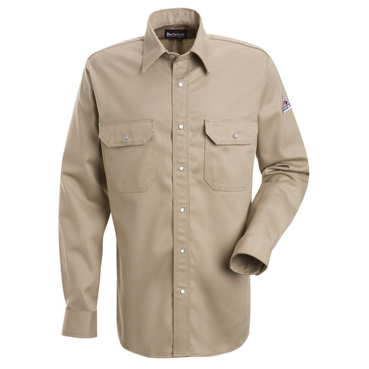 Bulwark® 2X Regular Tan EXCEL FR® Cotton Flame Resistant Uniform Shirt With Snap Front Closure