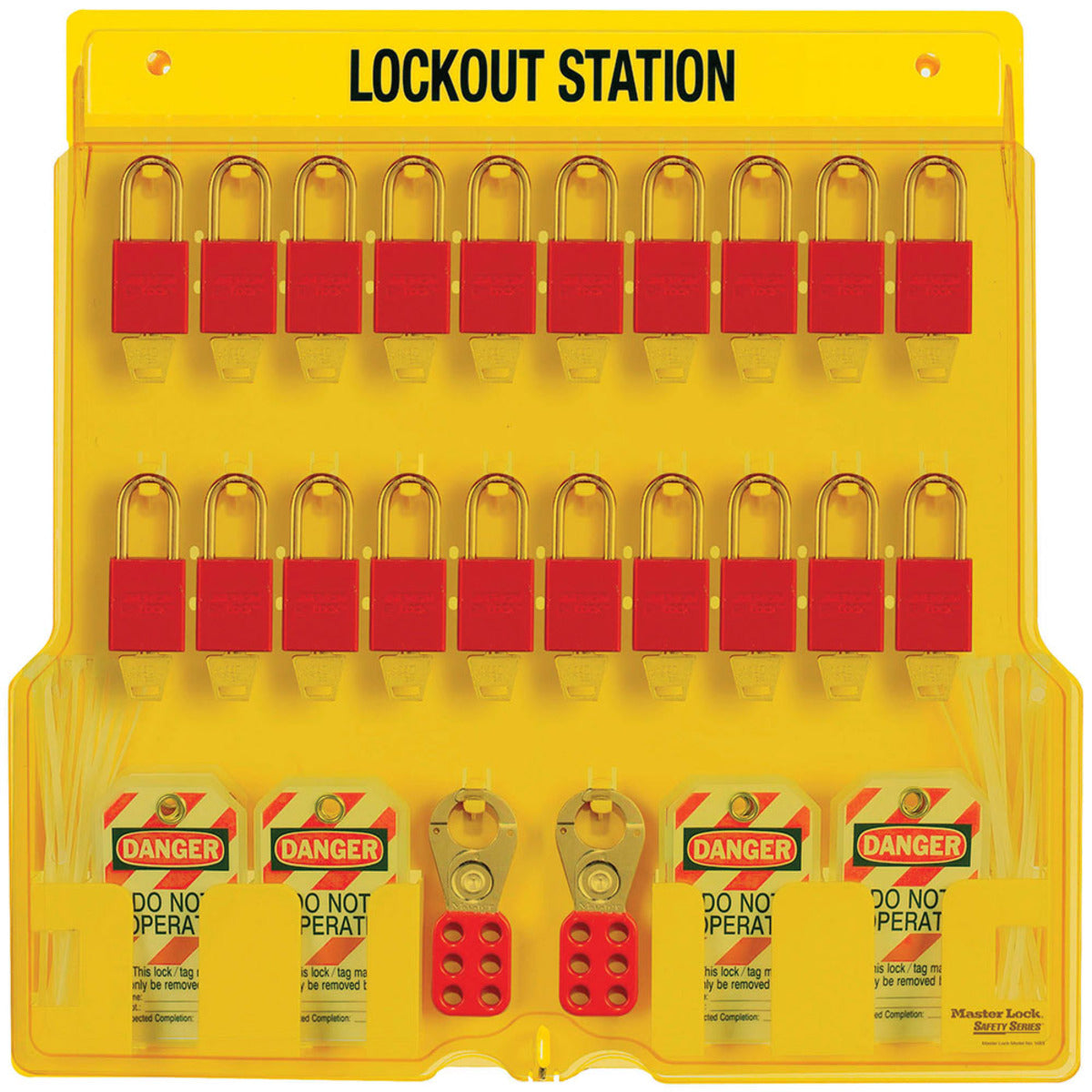 Master Lock® Yellow Aluminum Wall Mount Padlock Station Boron Alloy Sh ...
