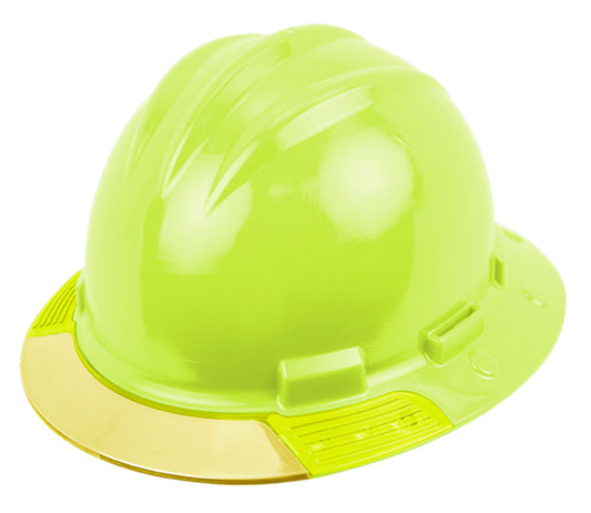 Bullard® Hi-Viz Yellow HDPE Full Brim Hard Hat With Ratchet/4 Point Ratchet Suspension