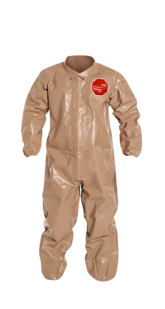 DuPont™ 5X Tan Tychem® 5000, 18 mil Chemical Protective Coveralls With Elastic Wrists And Ankles