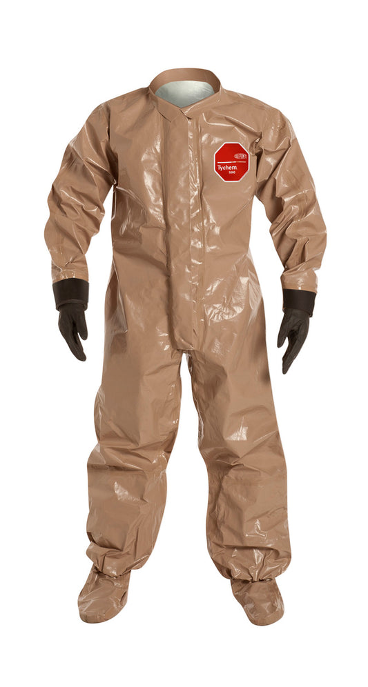 DuPont™ Medium Tan Tychem® 5000 18 mil Tychem® 5000 Chemical Protective Coveralls (With Attached Gloves And Socks)