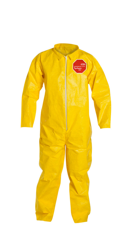DuPont™ 7X Yellow Tychem® 2000, 10 mil Chemical Protective Coveralls With Open Wrists And Ankles