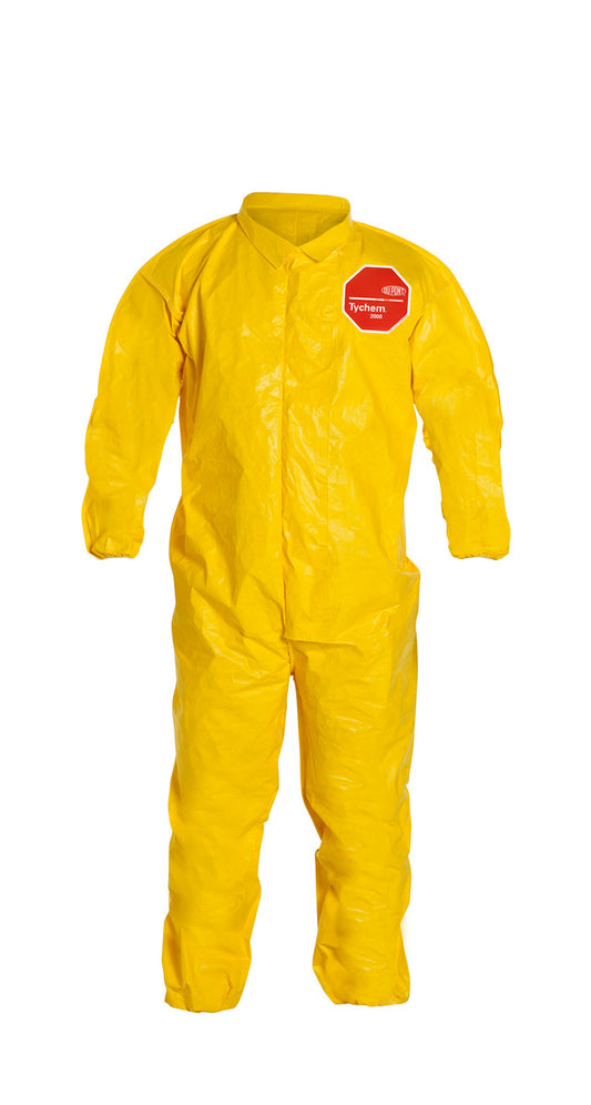 DuPont™ 4X Yellow Tychem® 2000 10 mil Tychem® 2000 Chemical Protective Coveralls (With Elastic Wrists And Ankles)