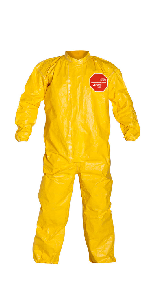DuPont™ 3X Yellow Tychem® 2000, 10 mil Chemical Protective Coveralls With Elastic Wrists And Ankles