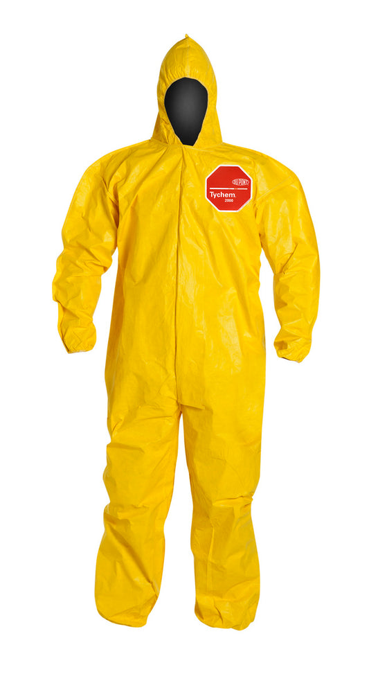 DuPont™ 6X Yellow Tychem® 2000 10 mil Tychem® 2000 Chemical Protective Coveralls (With Hood, Elastic Wrists And Ankles)