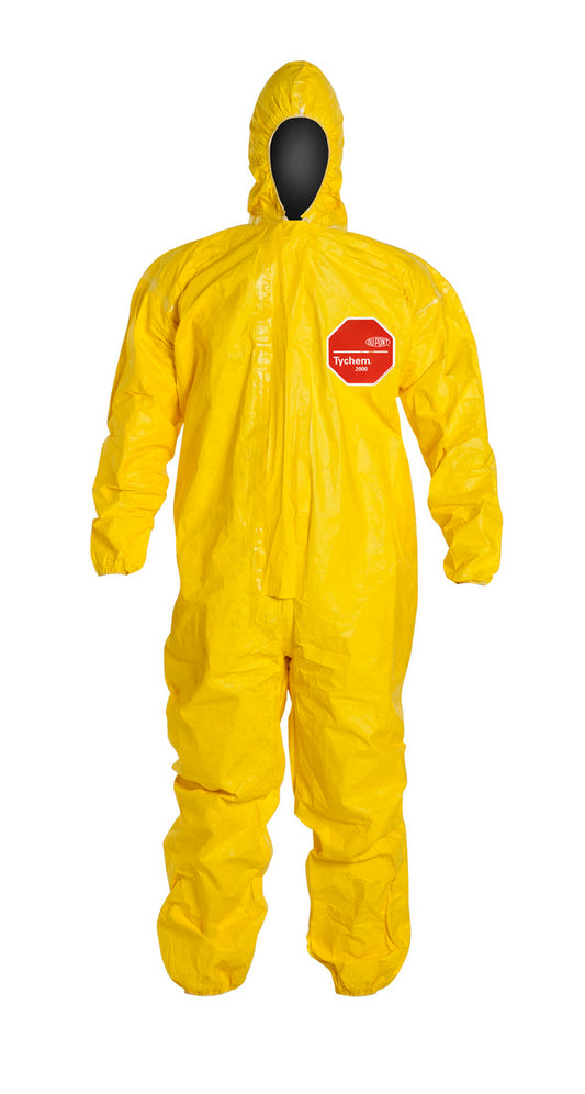 DuPont™ Medium Yellow Tychem® 2000 10 mil Tychem® 2000 Chemical Protective Coveralls (With Hood, Elastic Wrists And Ankles)