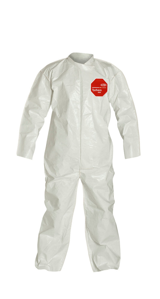 DuPont™ 2X White Tychem® 4000 12 mil Tychem® 4000 Chemical Protective Coveralls (With Open Wrists And Ankles)