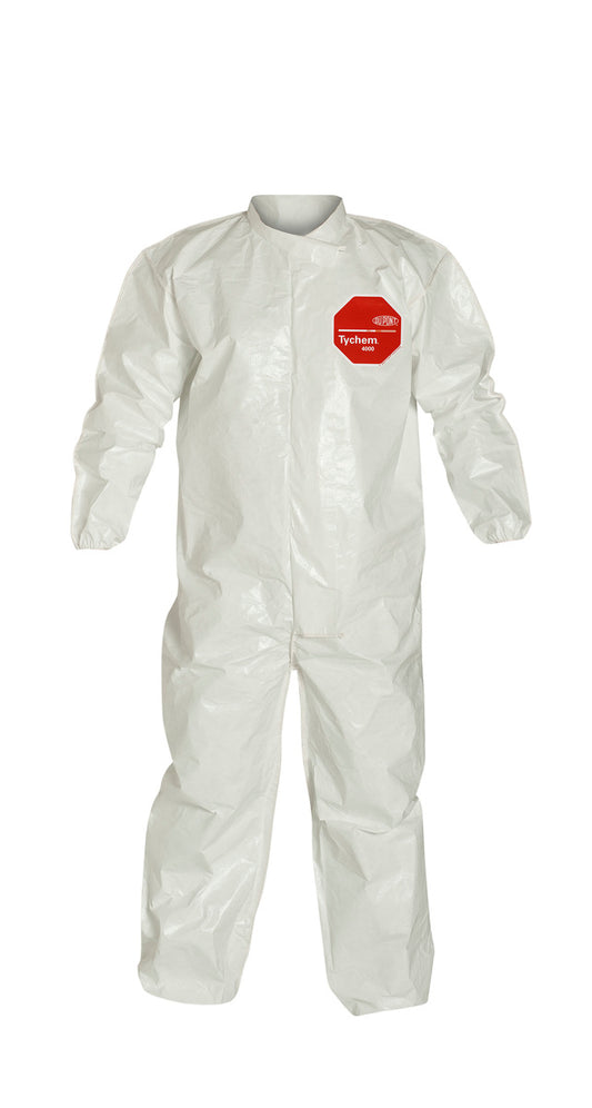 DuPont™ 6X White Tychem® 4000, 12 mil Chemical Protective Coveralls With Elastic Wrists And Ankles