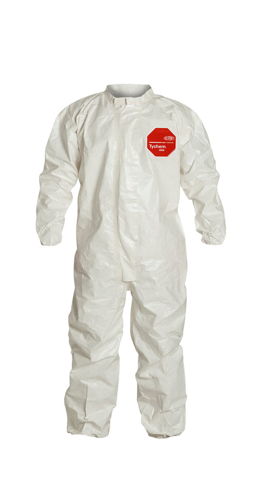 DuPont™ 4X White Tychem® 4000 12 mil Tychem® 4000 Chemical Protective Coveralls (With Elastic Wrists And Ankles)