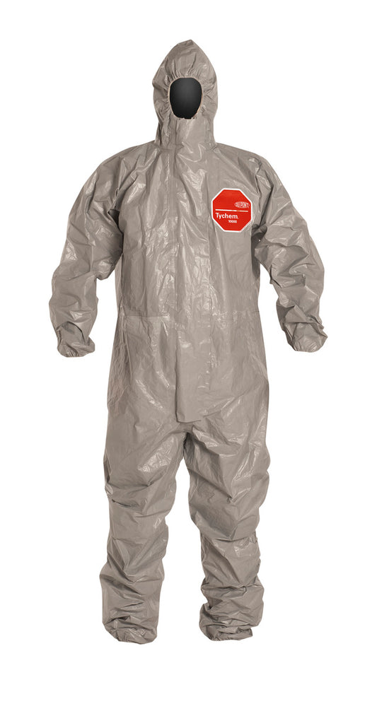 DuPont™ 3X Gray Tychem® 6000 Tychem® 6000 Chemical Protective Coveralls (With Respirator Fitting Hood, Elastic Wrists And Ankles)