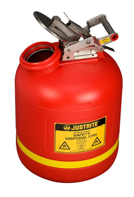 Justrite® 5 Gallon Red Polyethylene Disposal Can