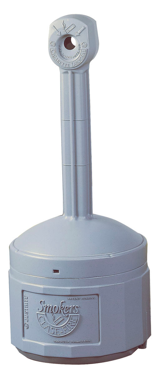 Justrite® 16 1/2" W X 38 1/2" H Gray Smokers Cease-Fire® Polyethylene Cigarette Butt Receptacle