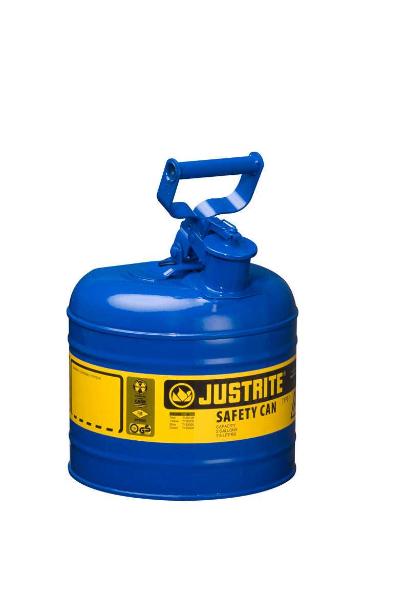 Justrite® 2 Gallon Blue Galvanized Steel Safety Can