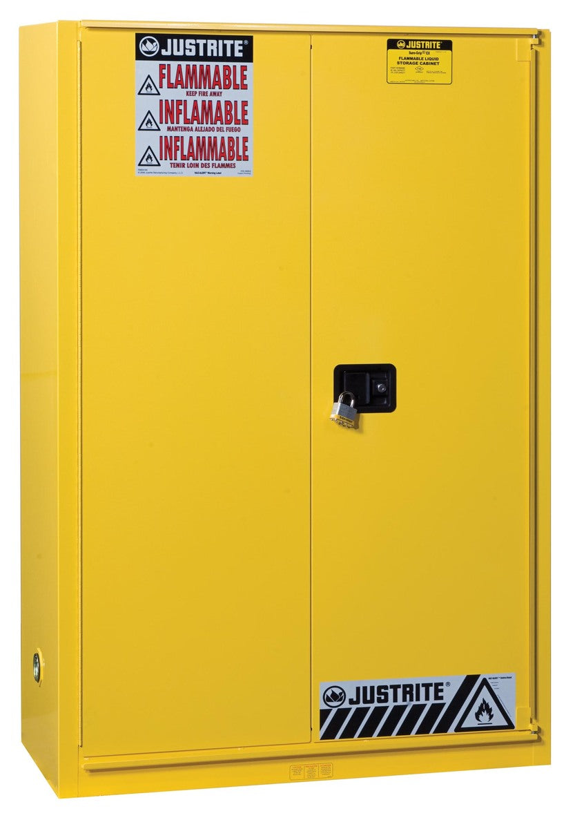 Justrite® 45 Gallon Yellow Sure-Grip® EX 18 Gauge Cold Rolled Steel Sa ...
