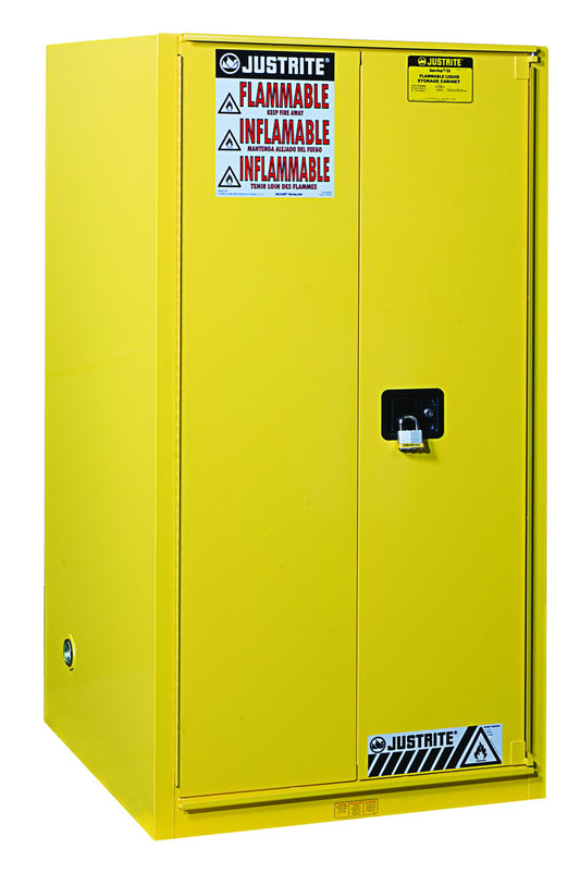 Justrite® 90 Gallon Yellow Sure-Grip® EX 18 Gauge Cold Rolled Steel Safety Cabinet