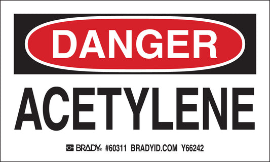 Brady® 3" X 5" Black/Red/White Permanent Acrylic Paper Label (10 Per Pack) "ACETYLENE"