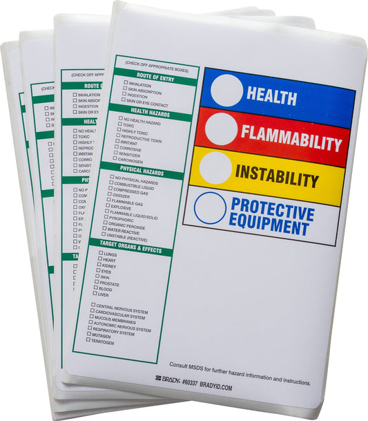 Brady® 10" X 7 1/4" Black/Blue/Green/Red/Yellow/White Permanent Acrylic Paper Label (100 Per Pack) "HEALTH FLAMMABILITY REACTIVITY PROTECTIVE EQUIPMENT"