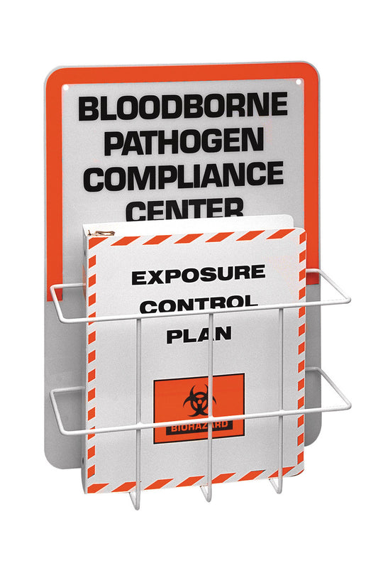 Brady® 14 3/10" X 6" X 20 9/10" Black/Orange/White Prinzing® Acrylic Information Center "BLOODBORNE PATHOGEN COMPLIANCE CENTER"