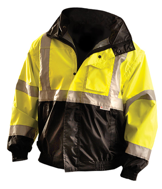 OccuNomix Large Hi-Viz Yellow Polyester Oxford Bomber Jacket