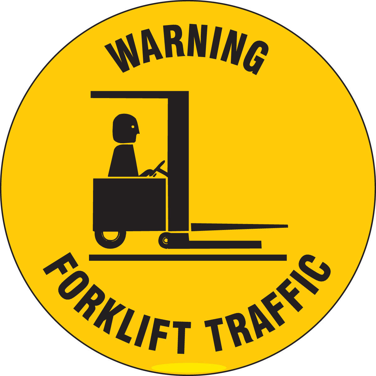 Brady® 17" Dia Black And Yellow 0.0118" Anti-Slip Vinyl Floor Safety Sign "WARNING FORKLIFT TRAFFIC"