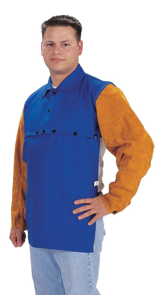 Tillman® Small Brown And Blue Westex® FR-7A® 100% Cotton/Split Cowhide Leather Flame Resistant Cape Sleeve With Snap Closure