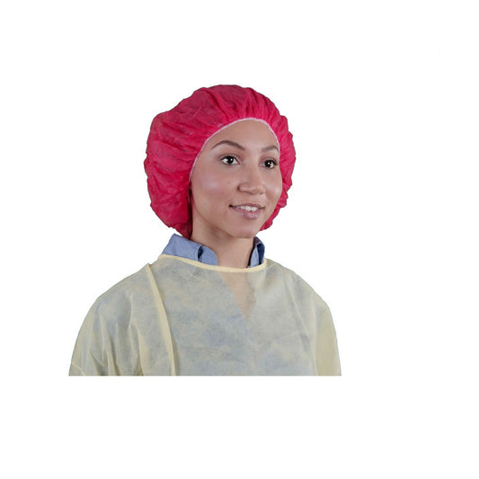 Keystone® 24" Red Polypropylene Surgical Bouffant Cap