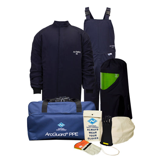 National Safety Apparel Medium Blue Westex UltraSoft® Sateen/Double Layer Flame Resistant Arc Flash Personal Protective Equipment Kit