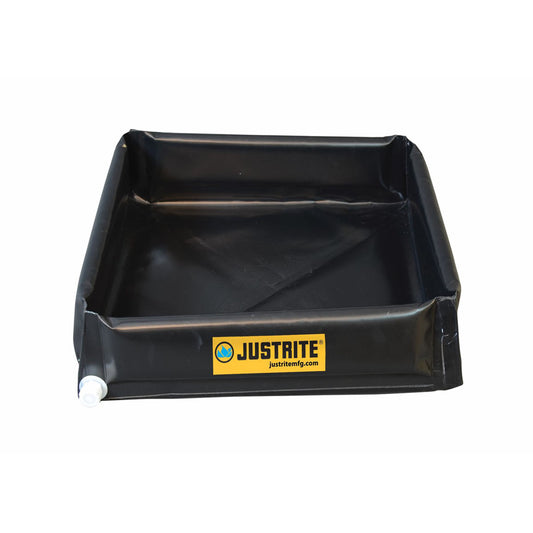 Justrite® 3' X 3' X 6" Black PVC Coated Fabric Mini-Berm Flex Tray