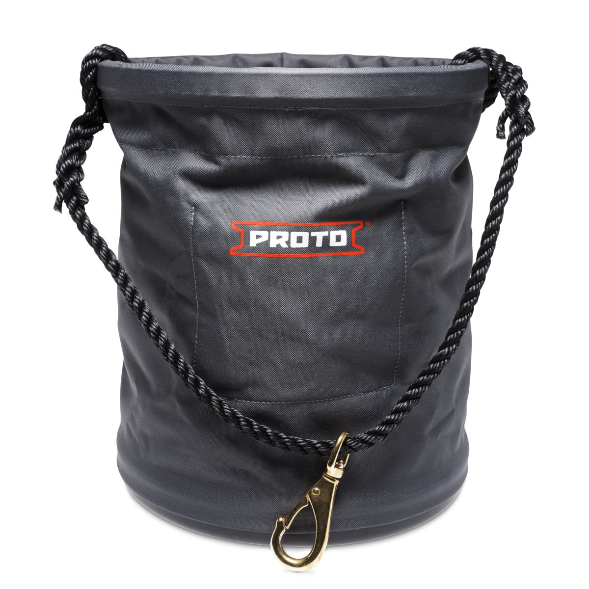 Stanley® 12" X 17" White NO.4 Canvas Proto® Straight Wall Utility Bucket With Polypropylene Rope Handle, Die Cast Swivel Snap Hook And 8" X 7" Inside Pocket