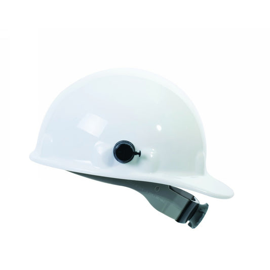 Honeywell White Fibre-Metal® E-2 SuperEight Thermoplastic Cap Style Hard Hat With Ratchet/8 Point Ratchet Suspension