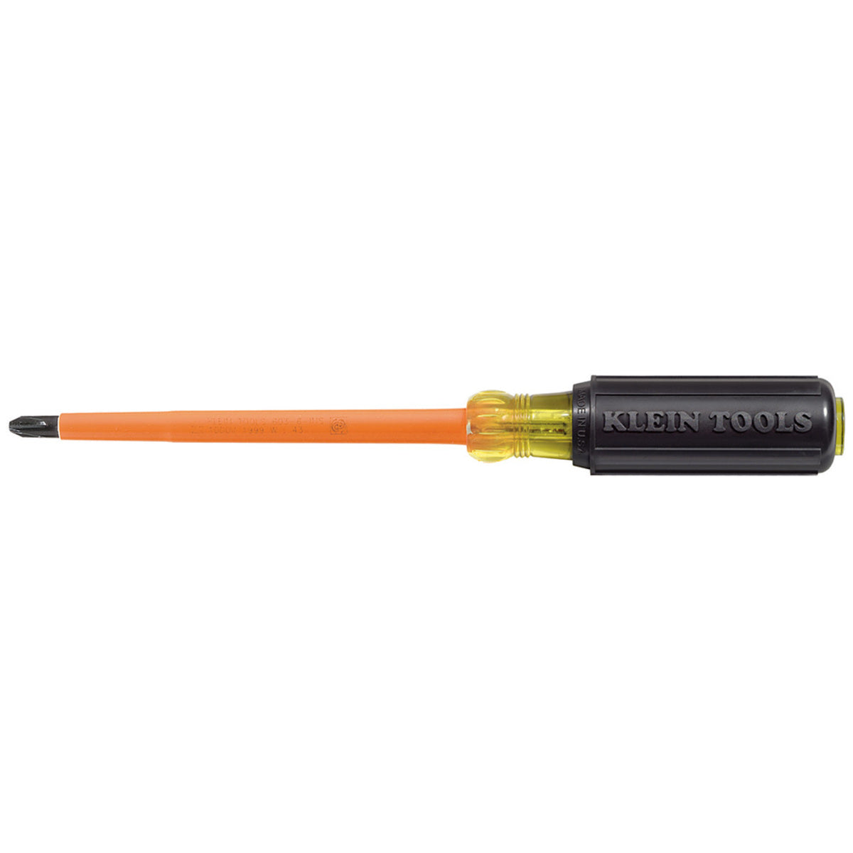 Klein Tools 8 5/16" Silver/Yellow/Black Induction Hardened Steel Screwdriver With High-Dielectric Plastic Handle