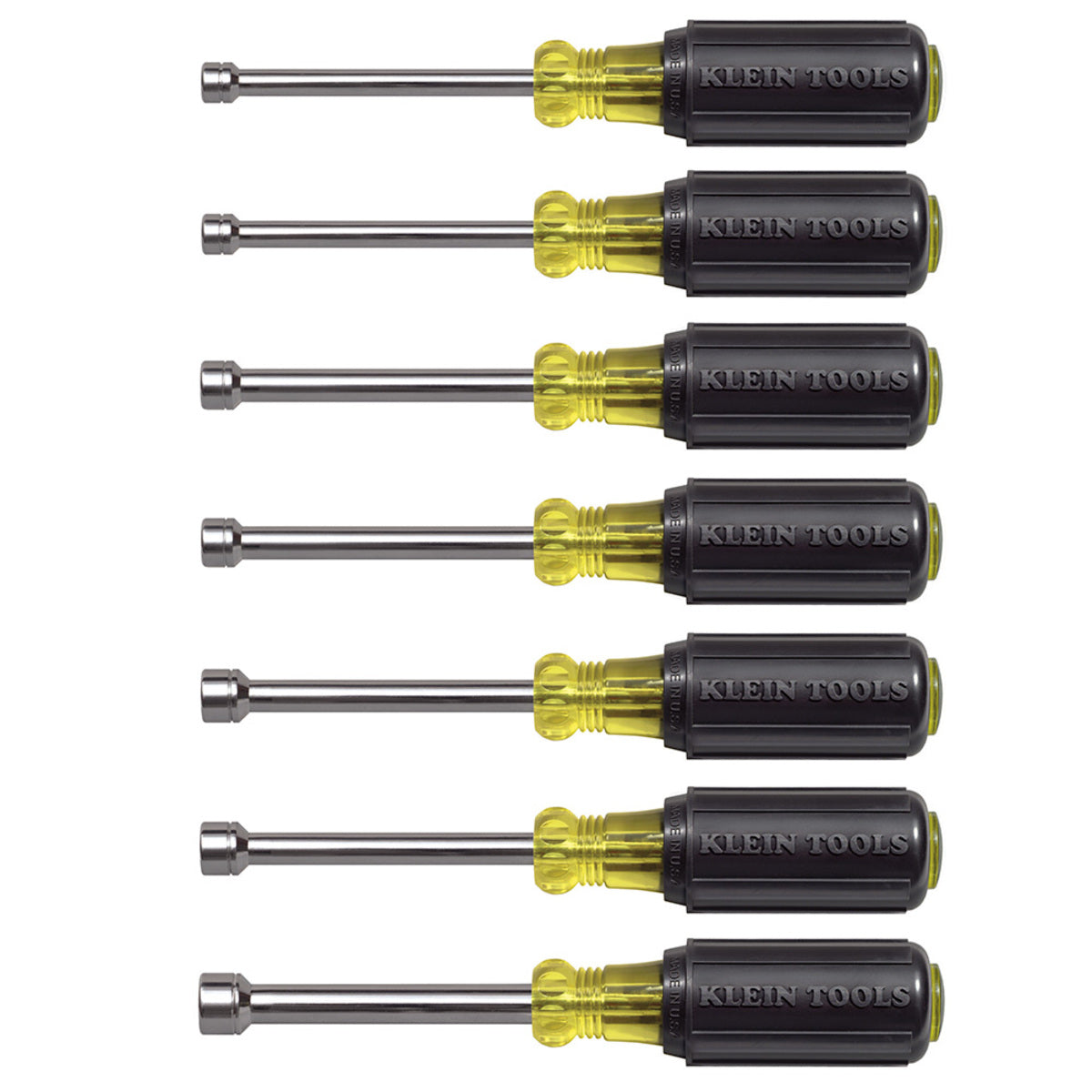 Klein Tools 6 3/4" Silver/Yellow/Black Steel Cushion-Grip Nut Driver Set