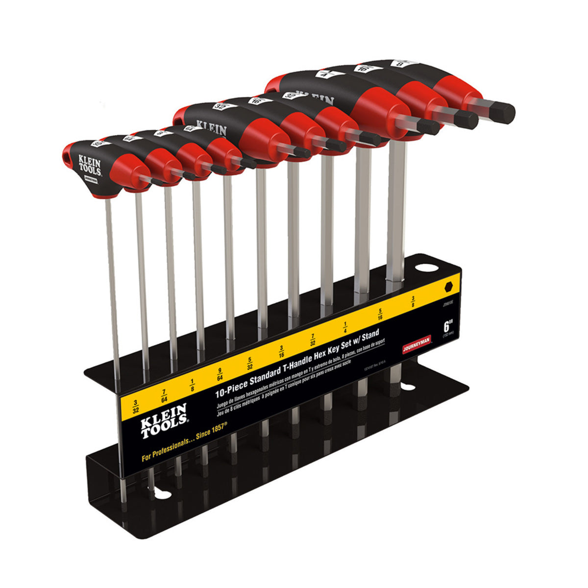 Klein Tools 6" Yellow/Black/Red Steel Journeyman® Hex Key Set