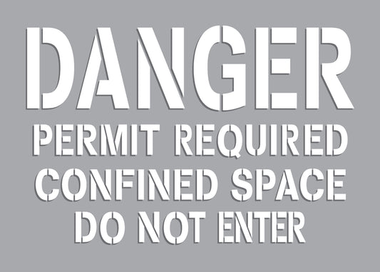 Accuform Signs® 7" X 10" Transparent Plastic Floor Stencil "DANGER PERMIT REQUIRED CONFINED SPACE DO NOT ENTER"