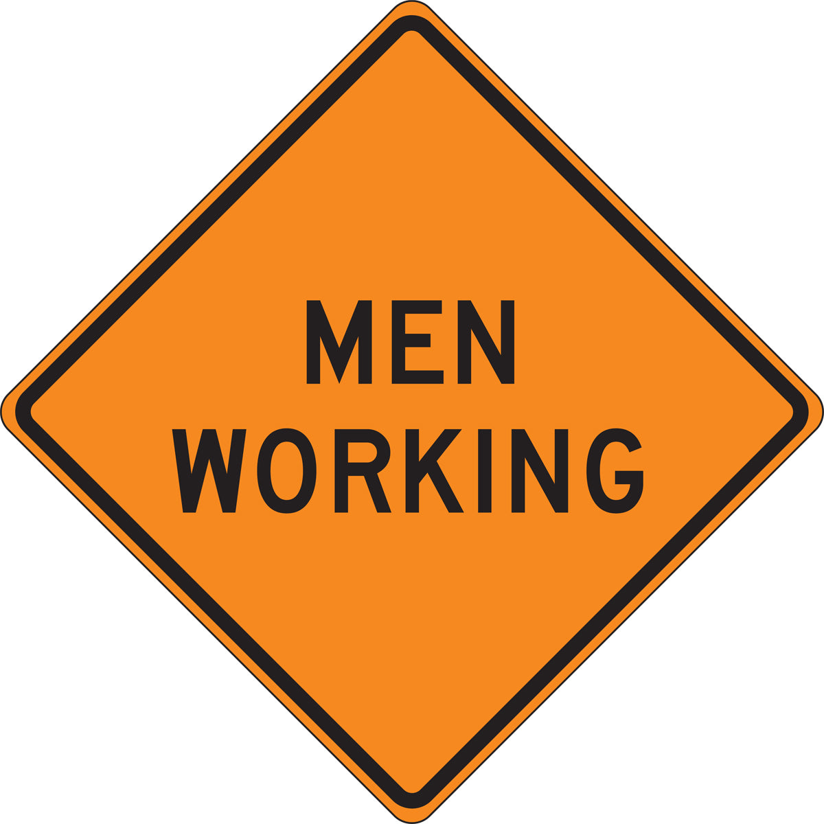 Accuform Signs® 36" X 36" Orange/Black Mesh Vinyl Construction Sign "MEN WORKING"