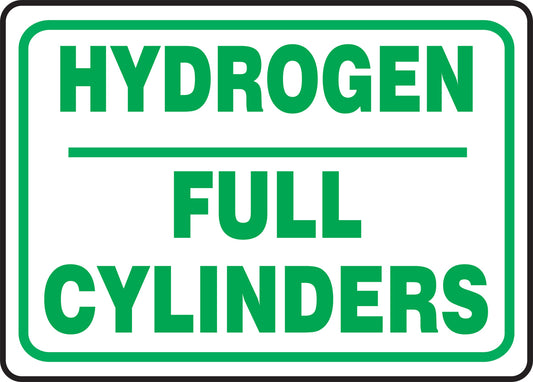 Accuform Signs® 10" X 14" Green/White Aluminum Safety Sign "HYDROGEN FULL CYLINDERS"