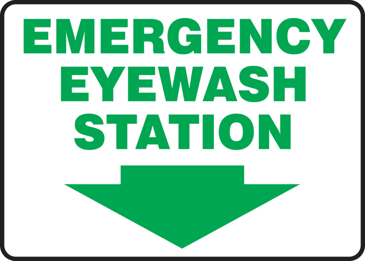Accuform Signs® 10" X 14" Green/White Aluminum Safety Sign "EMERGENCY EYEWASH STATION"