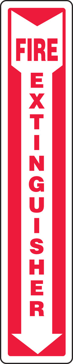 Accuform Signs® 18" X 4" White/Red Aluminum Safety Sign "FIRE EXTINGUISHER"