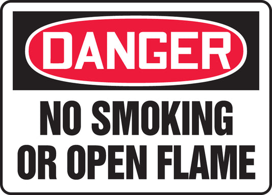 Accuform Signs® 7" X 10" Red/Black/White Aluminum Safety Sign "DANGER NO SMOKING OR OPEN FLAME"
