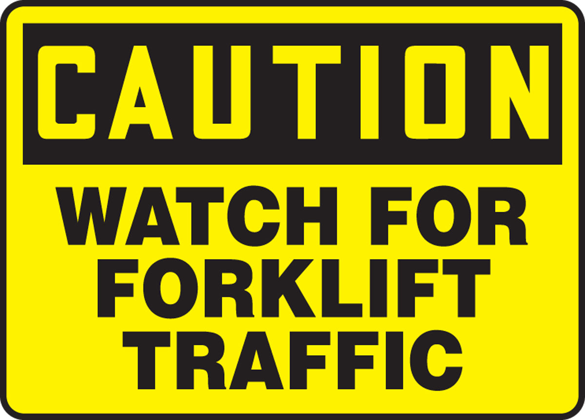 Accuform Signs® 7" X 10" Black/Yellow Aluminum Safety Sign "CAUTION WATCH FOR FORKLIFT TRAFFIC"